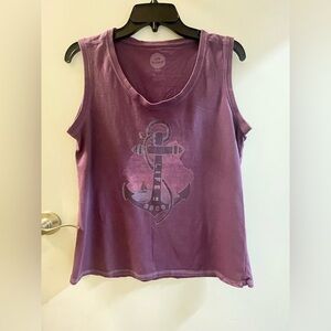 Life Is Good Purple Anchor Graphic Tank